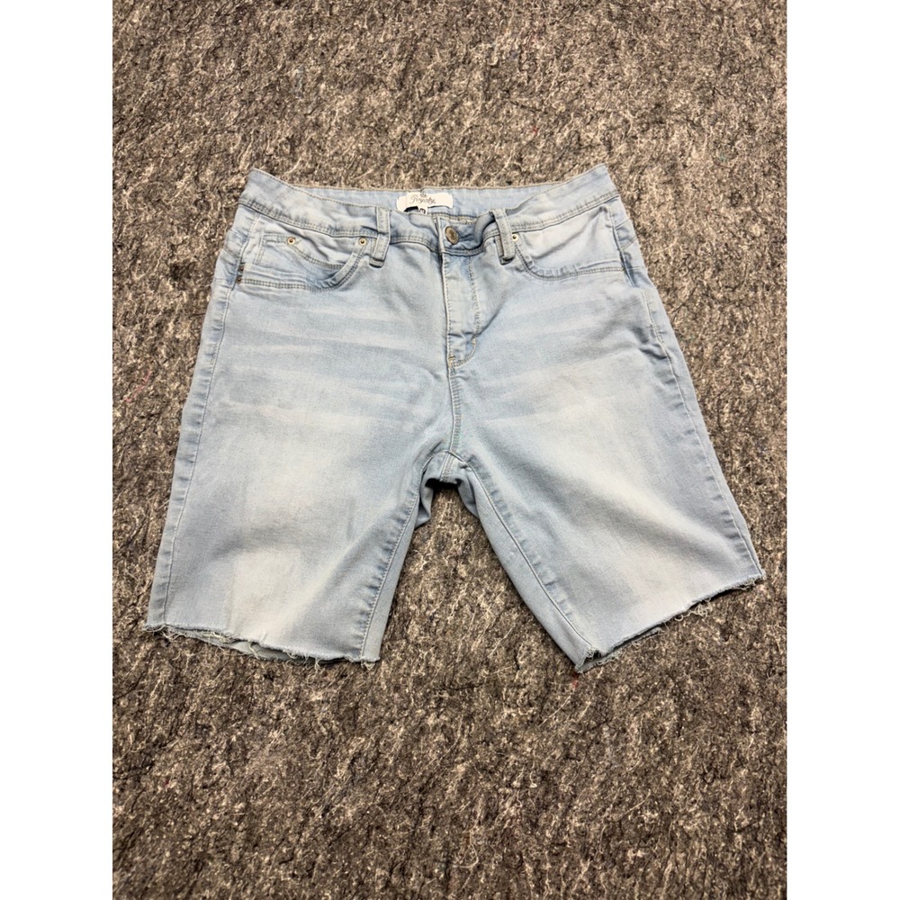 Royalty for Me Womens Light Wash Denim Bermuda Shorts Size 14 Raw Hem Stretch